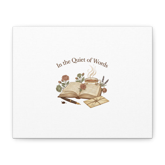 In the Quiet of Words Canvas | Poetcore Literary Art, Dark Academia